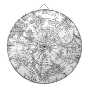 Chinoiserie Toile Dragon Cherry Blossom Ornamental Dartboard