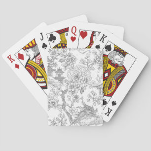 Chinoiserie Toile Dragon Cherry Blossom Ornamental Playing Cards