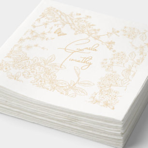 Chinoiserie Toile Filigre Wedding Save Date Bridal Foil Napkins