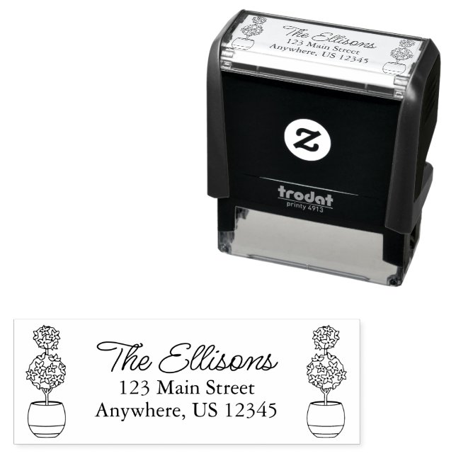Chinoiserie Topiary Return Address Self-inking Stamp (In Situ)