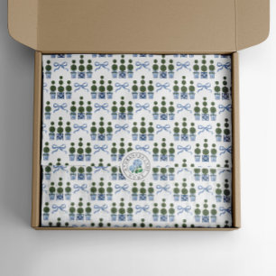 Chinoiserie Topiary Tree Blue Bow Tissue Paper
