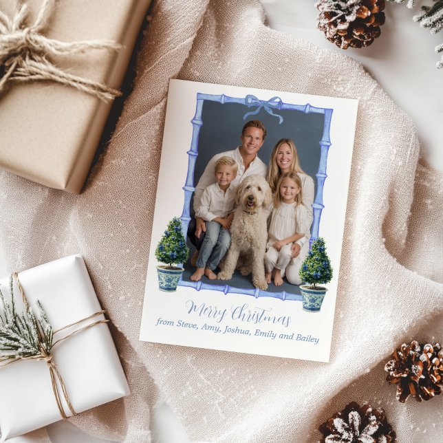 Chinoiserie Topiary Tree Christmas Holiday Card (Chinoiserie Topiary Tree Photo Holiday Card)