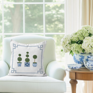 Chinoiserie Topiary Tree with Bows Cushion