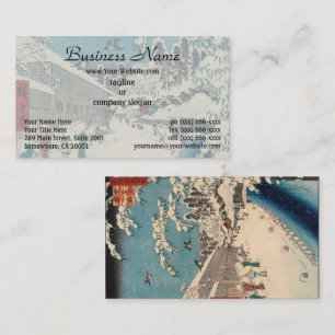 Chinoiserie Ukiyo-e Japanese Winter Snow Landscape Business Card