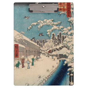 Chinoiserie Ukiyo-e Japanese Winter Snow Landscape Clipboard