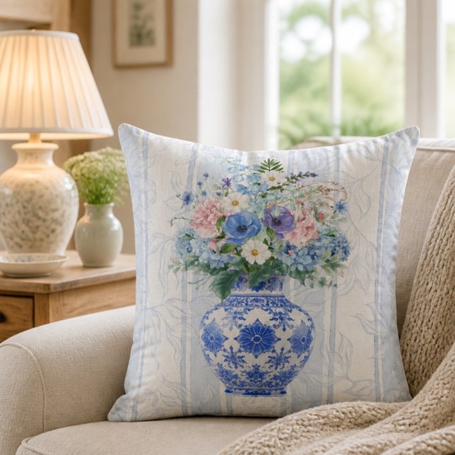 Chinoiserie Vase Watercolor Cushion (Creator Uploaded)