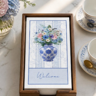 Chinoiserie Vase Watercolor Napkin