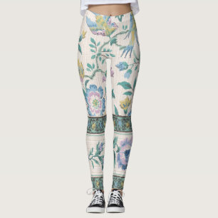 Chinoiserie Vintage Bird Floral Pastel Pattern Leggings