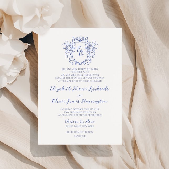 Chinoiserie Vintage Monogram Calligraphy Wedding Invitation (Creator Uploaded)