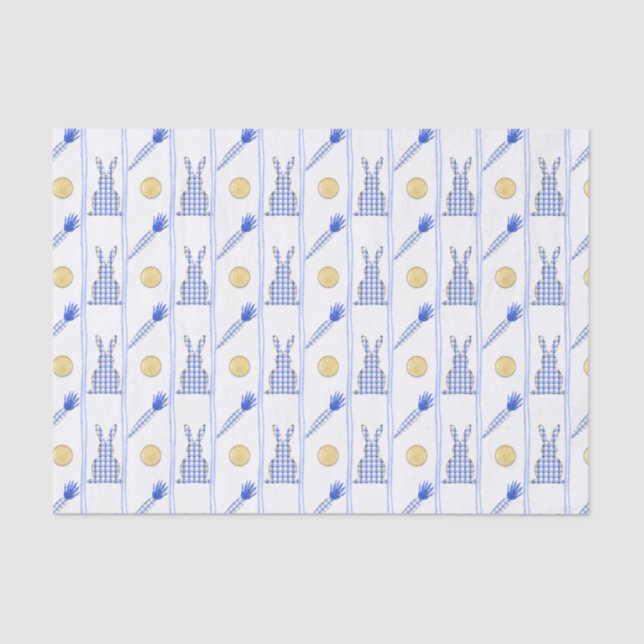 Chinoiserie Watercolor Chic Rabbit Pattern Tissue Paper (Front)
