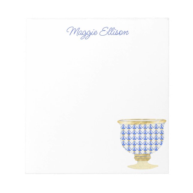 Chinoiserie Watercolor Chic Vase Notepad (Front)