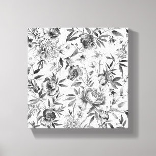 Chinoiserie Watercolor Floral Botanical Painting Canvas Print