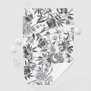 Chinoiserie Watercolor Floral Botanical Painting Golf Towel