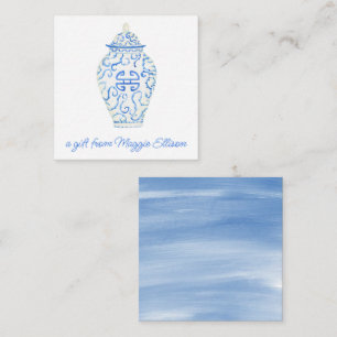 Chinoiserie Watercolor Ginger Jar Gift Enclosure Card