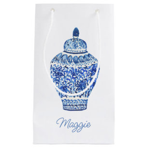 Chinoiserie Watercolor Ginger Jar Small Gift Bag