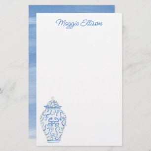 Chinoiserie Watercolor Ginger Jar Stationery