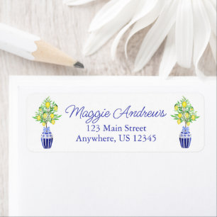 Chinoiserie Watercolor Lemon Tree Return Address
