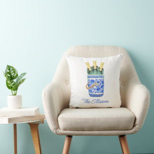 Chinoiserie Watercolor Wine Bucket Cushion