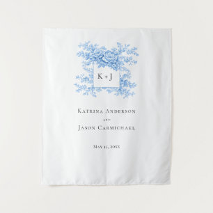 Chinoiserie Wedding Floral Monogram Elegant Tapestry