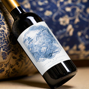 Chinoiserie Wedding Pattern Cheers ID1094 Wine Label