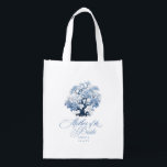 Chinoiserie Wedding Tree Motif Mother Bride ID1094 Reusable Grocery Bag<br><div class="desc">This eye-catching tote bag has the timeless elegance of a classic blue and white palette, a Chinoiserie blossoming tree motif and beautiful 'Mother of the Bride' calligraphy. The collection features sophisticated patterns and delicate motifs inspired by traditional Chinese porcelain, creating a refined and romantic aesthetic. From beautifully designed invitations to...</div>