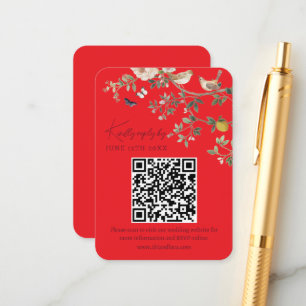 Chinoiserie Wedding Website RSVP QR Code Enclosure Card