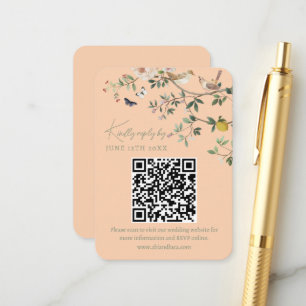 Chinoiserie Wedding Website RSVP QR Code Enclosure Card