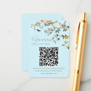 Chinoiserie Wedding Website RSVP QR Code Enclosure Card