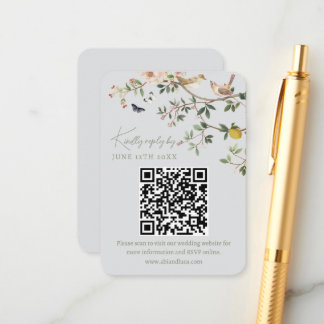 Chinoiserie Wedding Website RSVP QR Code  Enclosure Card