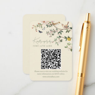 Chinoiserie Wedding Website RSVP QR Code  Enclosure Card