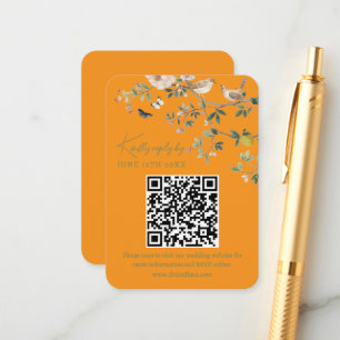 Chinoiserie Wedding Website RSVP QR Code Enclosure Card