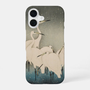 Chinoiserie White Egret Winter Snow Pattern iPhone 16 Case
