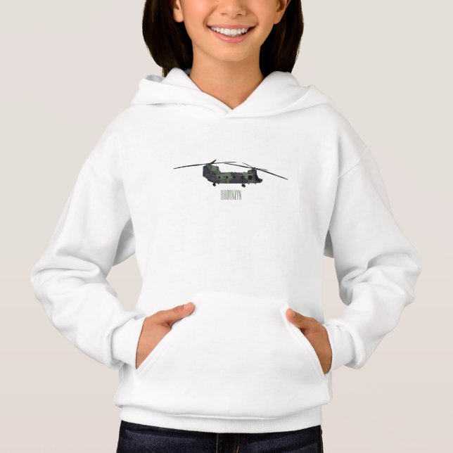 Chinook army helicopter cartoon illustration (Front)