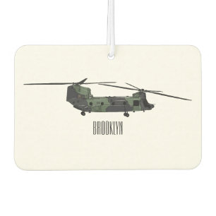 Chinook army helicopter cartoon illustration car air freshener