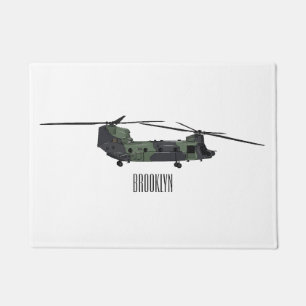 Chinook army helicopter cartoon illustration doormat