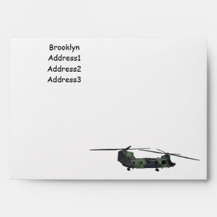 Chinook army helicopter cartoon illustration envelope