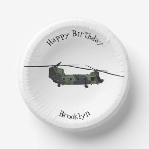 Chinook army helicopter cartoon illustration paper plate