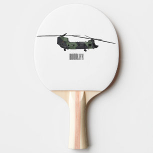 Chinook army helicopter cartoon illustration ping pong paddle