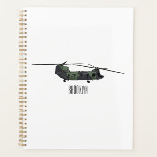 Chinook army helicopter cartoon illustration planner