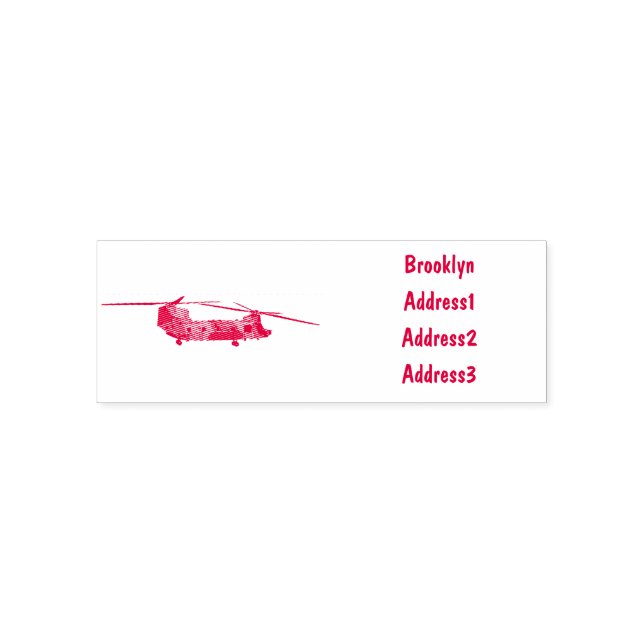Chinook army helicopter cartoon illustration self-inking stamp (Design)