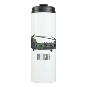 Chinook army helicopter cartoon illustration thermal tumbler