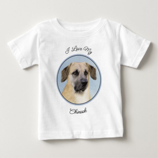 Chinook (Dropped Ears) Painting - Original Dog Art Baby T-Shirt (Front)