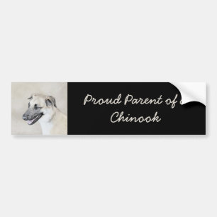 Chinook (Dropped Ears) Painting - Original Dog Art Bumper Sticker