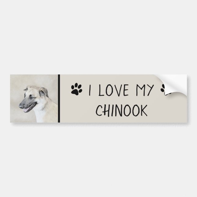 Chinook (Dropped Ears) Painting - Original Dog Art Bumper Sticker (Front)