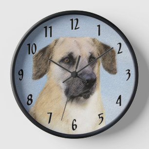 Chinook (Dropped Ears) Painting - Original Dog Art Clock