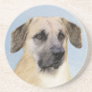 Chinook (Dropped Ears) Painting - Original Dog Art Coaster