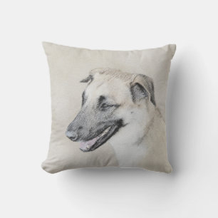 Chinook (Dropped Ears) Painting - Original Dog Art Cushion