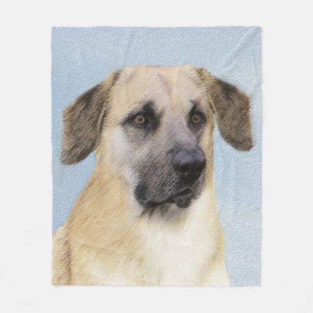 Chinook (Dropped Ears) Painting - Original Dog Art Fleece Blanket (Front)