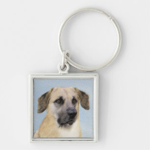 Chinook (Dropped Ears) Painting - Original Dog Art Key Ring