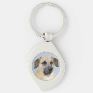 Chinook (Dropped Ears) Painting - Original Dog Art Key Ring